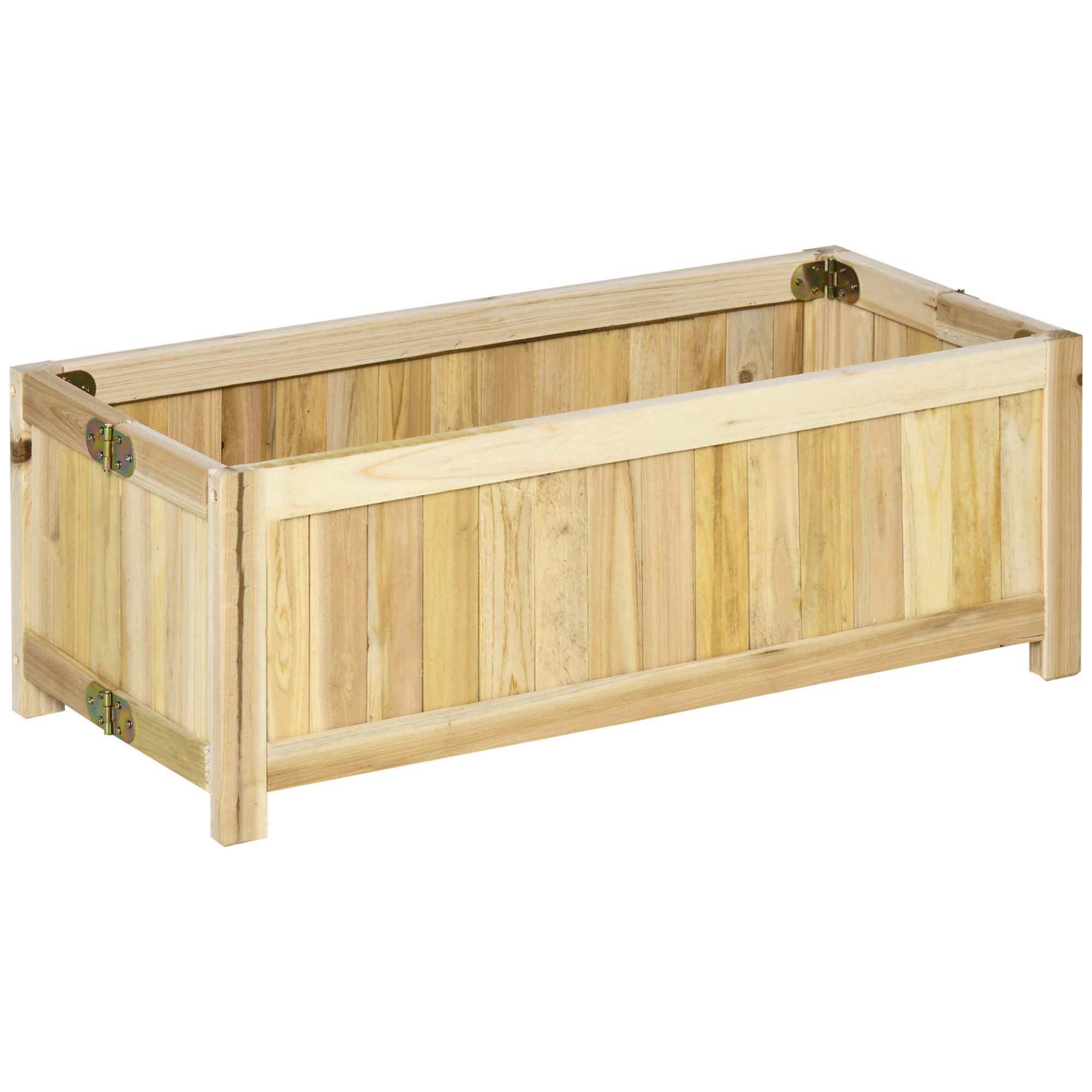 Foldable Outdoor Wooden Planter with Drainage Base, 70x30x25cm - Borge' Group Limited