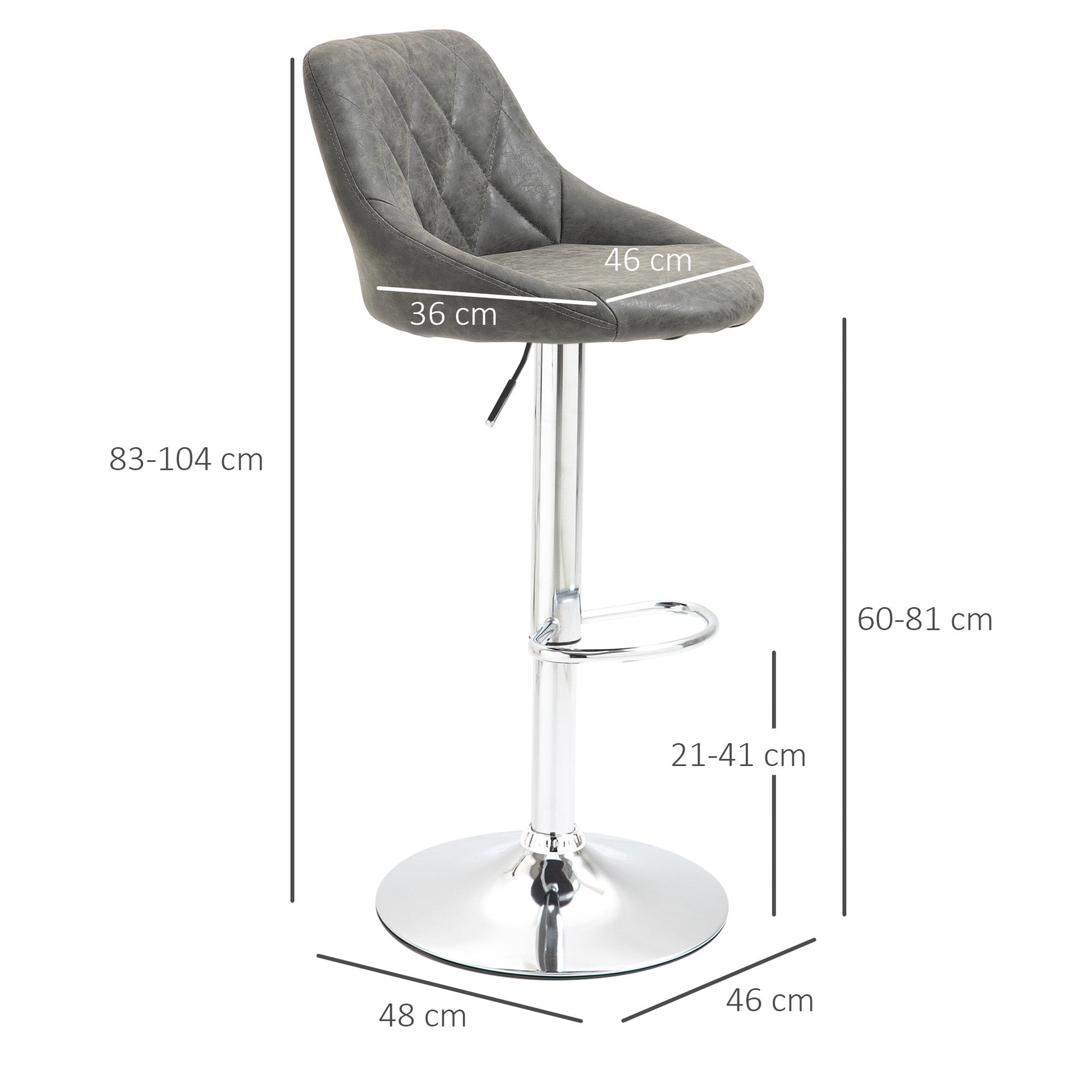 Set 2 swivel design bar stools with adjustable height - dark Grey - Borgè