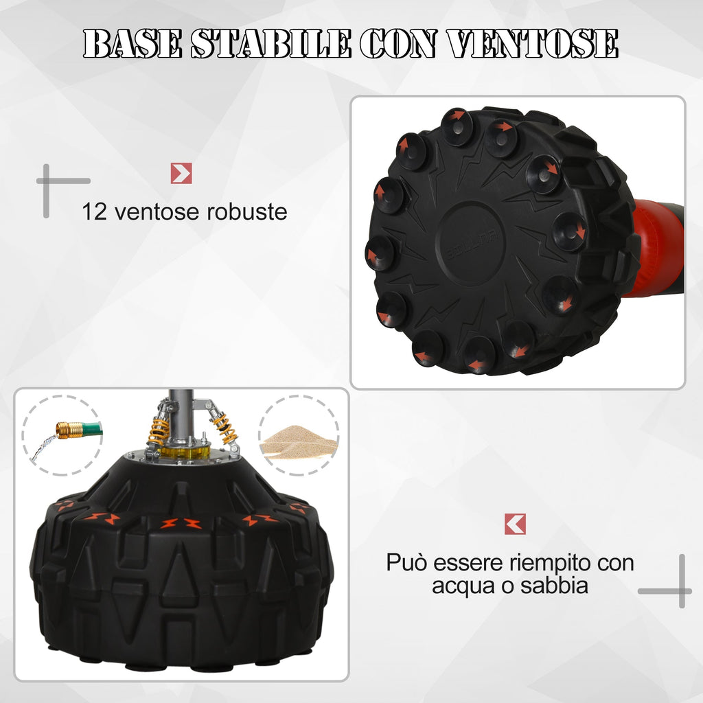 Boxing bag from the ground with support for professional training at home or in the gym, black and red, φ60 x 180 cm - Borge' Group Limited