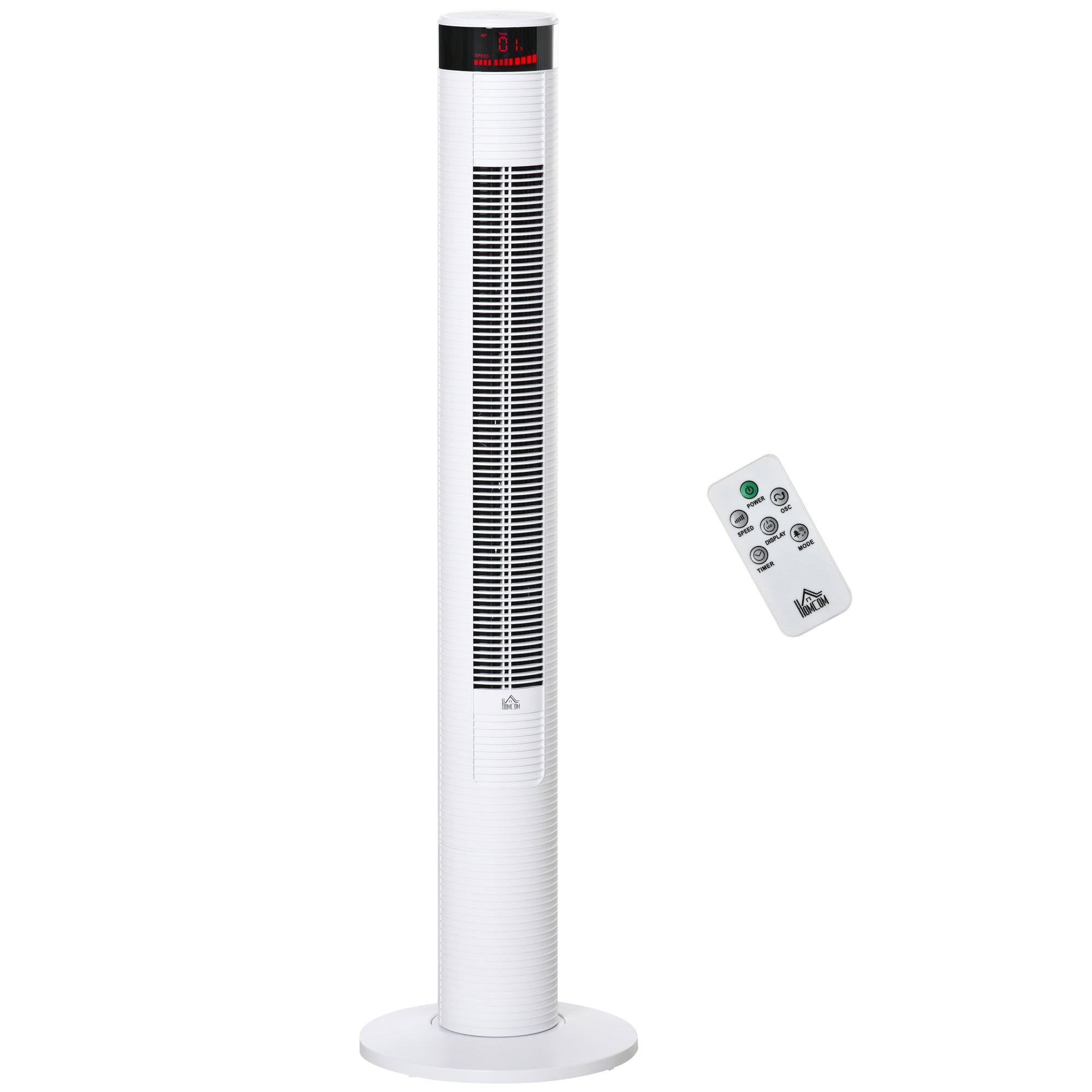 White Tower fan with 3 speeds and 4 modes, 12h timer, led panel and remote control - Borgè