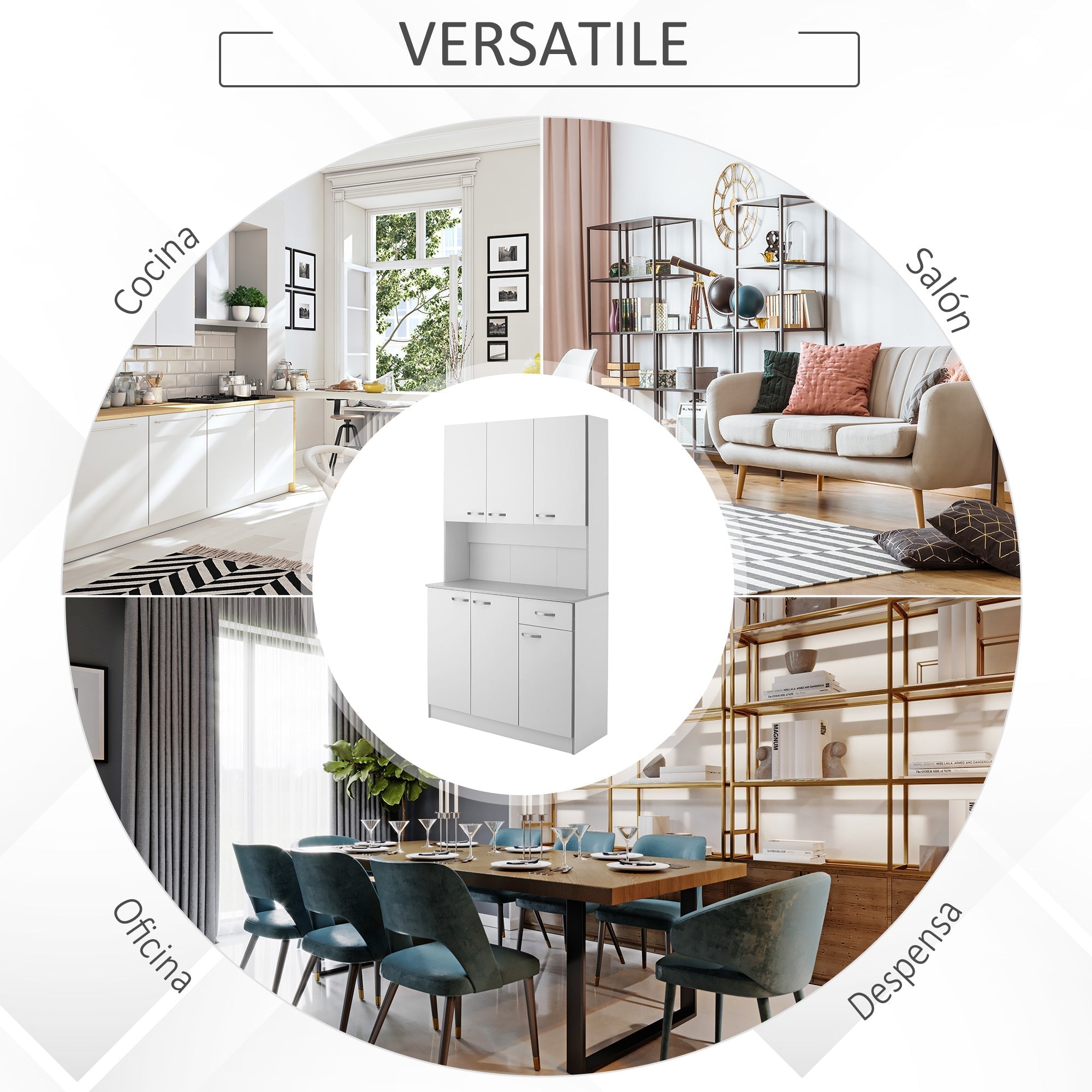 Homcom - Wardrobe with wooden kitchen wall units 101 x 39 x 180cm white - Borgè