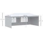 5.83x2.95m Folding Garden Tent for Parties and Events with Removable Panels, White - Borge' Group Limited