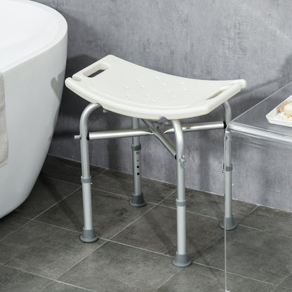 Homcom aluminum shower stool with adjustable height, pillow and non -slip feet, white - Borgè