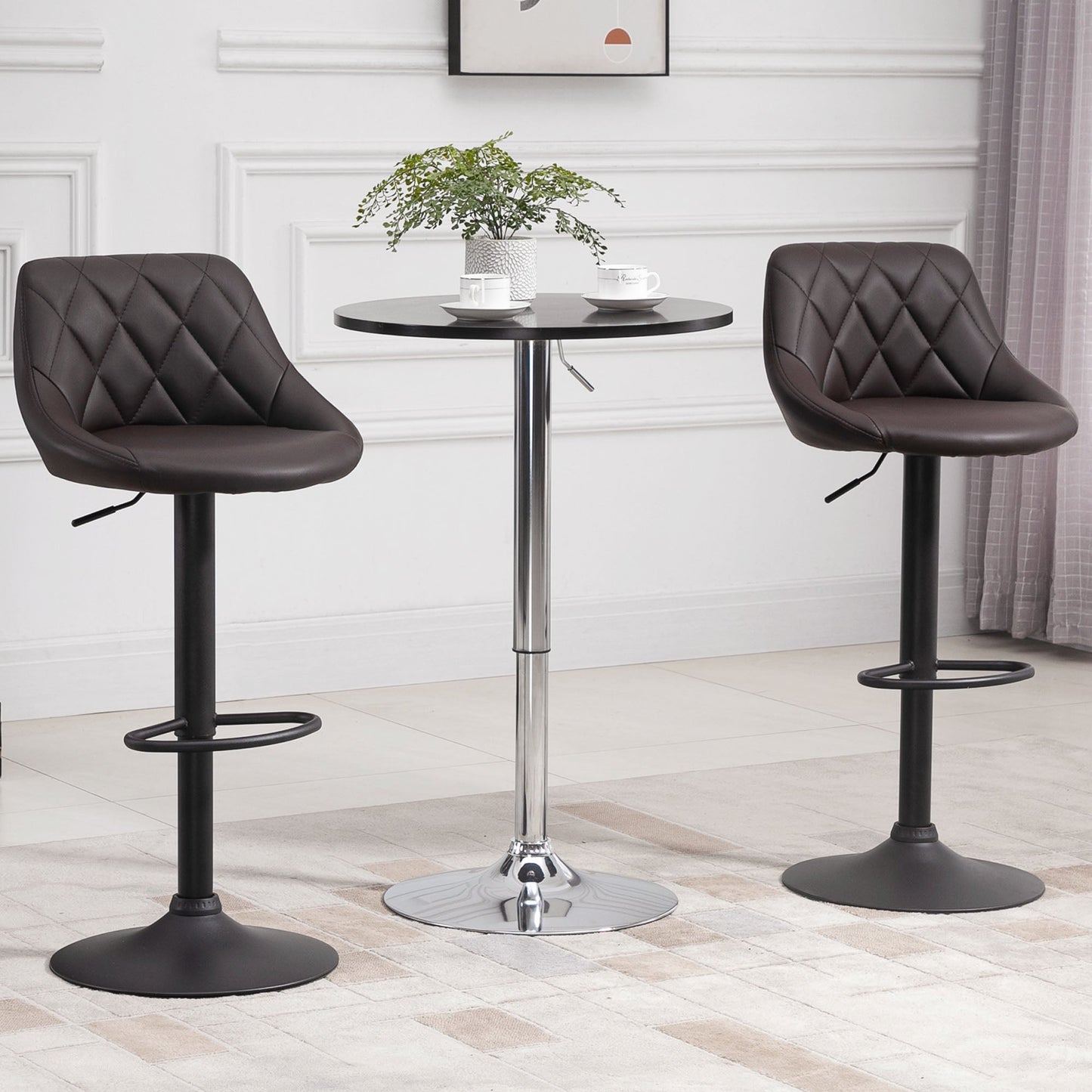 Set 2 swivel design bar stools with adjustable height - brown/black - Borgè