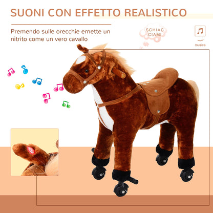 Brown Horse with Wheels and Sounds