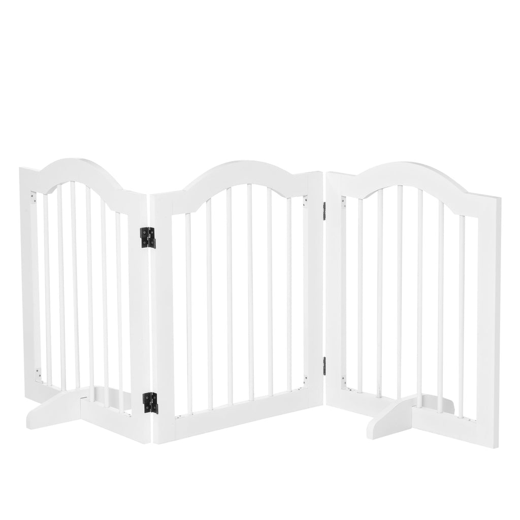 3 Section Folding Wooden Dog Gate, 154.5x29. 5x61cm, White - Borge' Group Limited