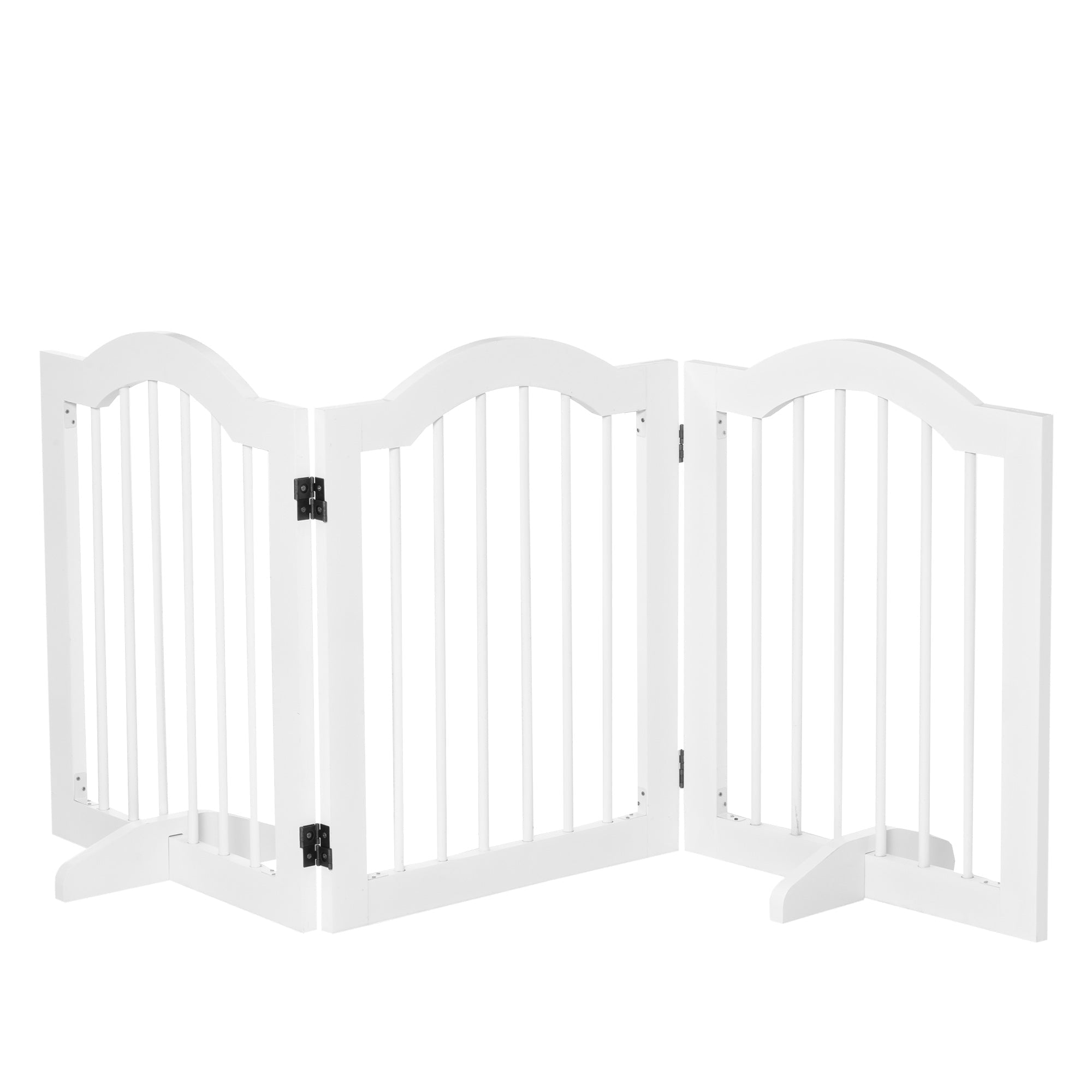 3 Section Folding Wooden Dog Gate, 154.5x29. 5x61cm, White - Borge' Group Limited