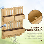 Outsunny vertical wooden flower florker with 3 removable vessels, 60x16x80cm - Borgè