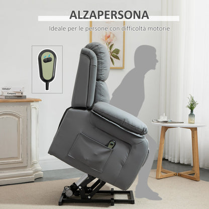 Reclinable Grey Armchair with Lift Assist up to 160 Â° with remote control - Borgè