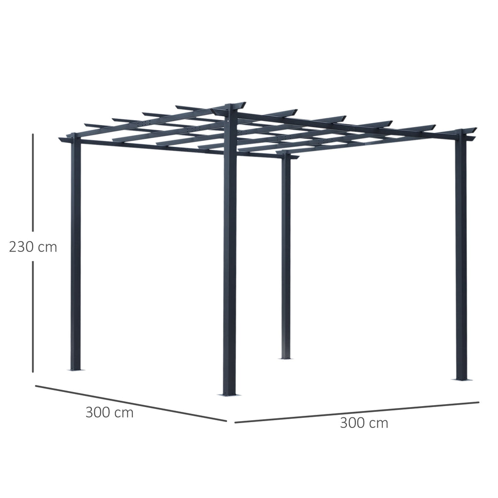 Gazebo Garden Pergola 3x3m Decorable with Black Metal Climbing Plants - Borge' Group Limited