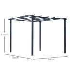 Gazebo Garden Pergola 3x3m Decorable with Black Metal Climbing Plants - Borge' Group Limited