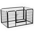Small Dog Playpen, Indoor and Outdoor Pet Enclosure with 6-Piece Steel and Metal Mesh, 125x80x70 cm, Black - Borge' Group Limited