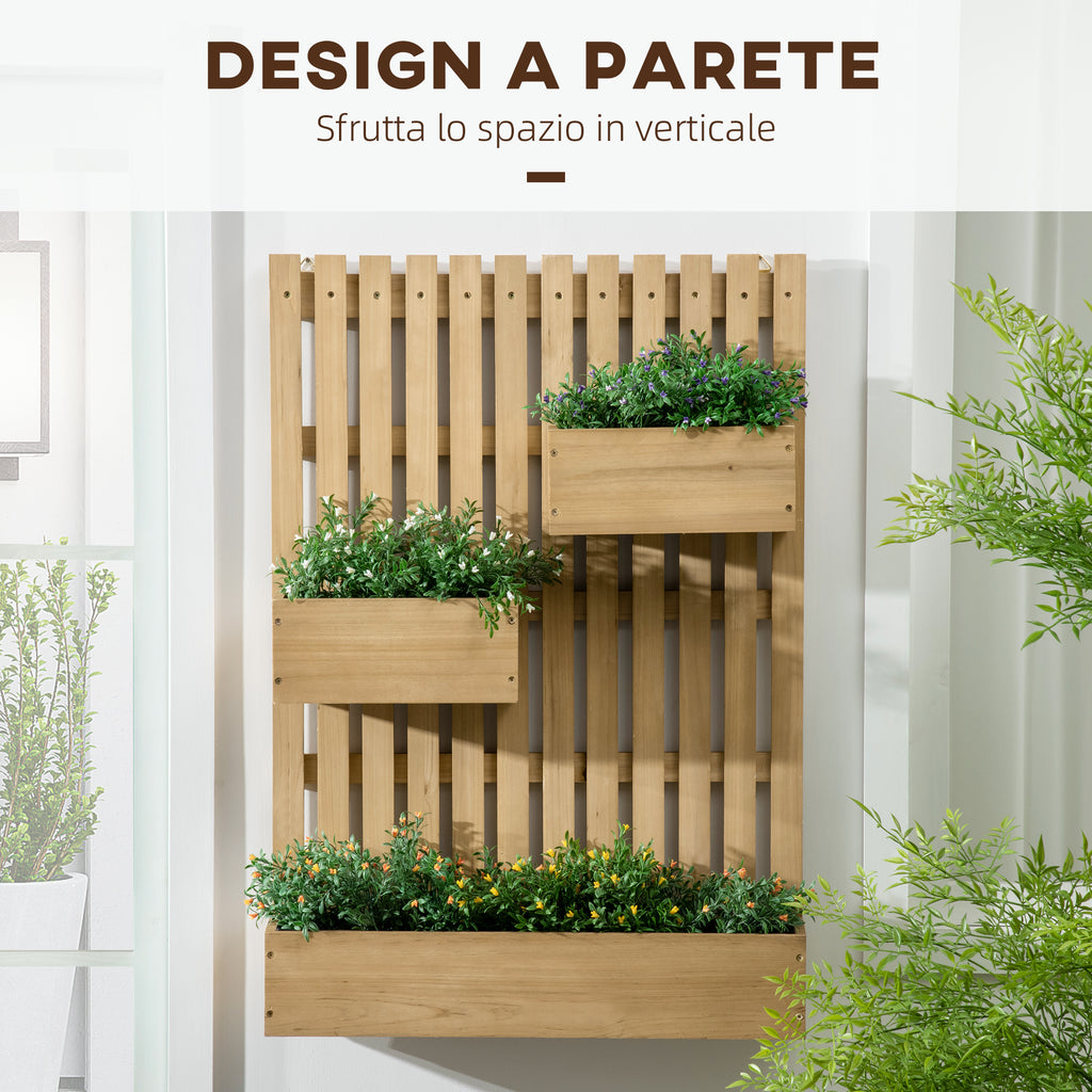 Outsunny vertical wooden flower florker with 3 removable vessels, 60x16x80cm - Borgè