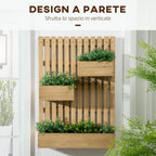 Outsunny vertical wooden flower florker with 3 removable vessels, 60x16x80cm - Borgè