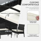 Outdoor Set 4 Piece PE Rattan with Garden Table, 2 Armchairs and 2 Seater Sofa, Black and Cream - Borge' Group Limited