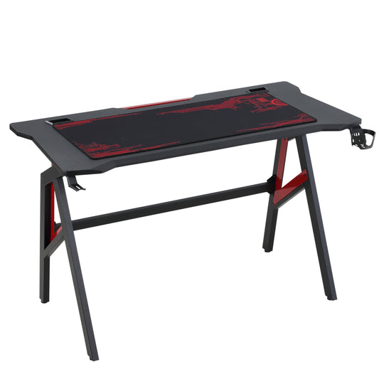 Desk Modern Gaming With Mouse Mouse Mouse and Accessories, 120x58x75cm - Red and Black - Borgè