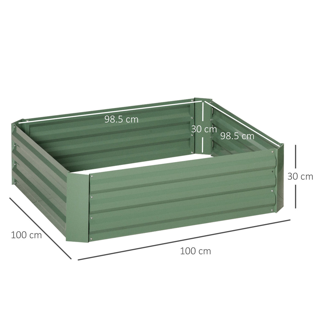 Set of 2 Raised Garden Beds in Galvanized Steel for Plants and Vegetables, 100x100x30cm - Borge' Group Limited