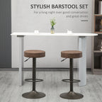 Set 2 swivel bar stools with residential footrests and height, 35x36x64-85cm, brown - Borgè