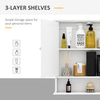 Kleankin Bathroom wall cabinet with white mirror 56 x 13 x 58cm - Borgè