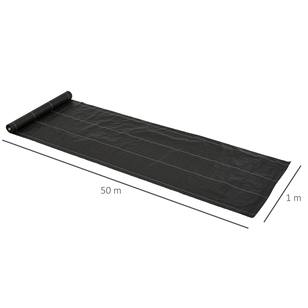 Outsunny 50x1m PP Draining and Breathable Mulch Sheet for Vegetable Garden, Greenhouse and Garden, Black - Borgè