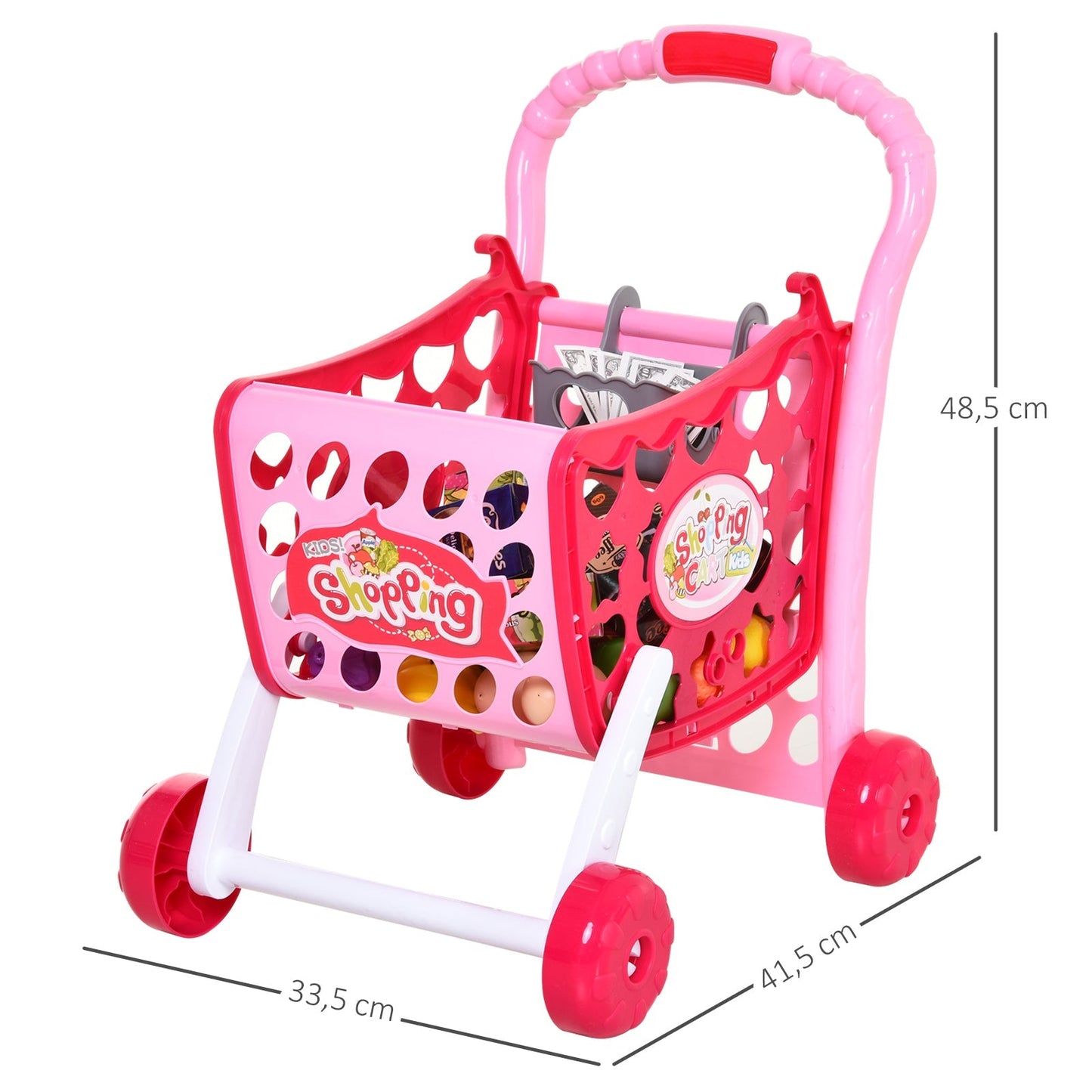 Toy Cart In Three Mode for Children +3 Years With 38 Accessories included, Funny Sounds and Lights, Rosa - Borgè