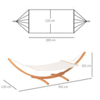 Hammock with Wooden and Cotton Stand, Garden Hammock for Other Outdoor Spaces, 392x120x102cm, White - Borge' Group Limited