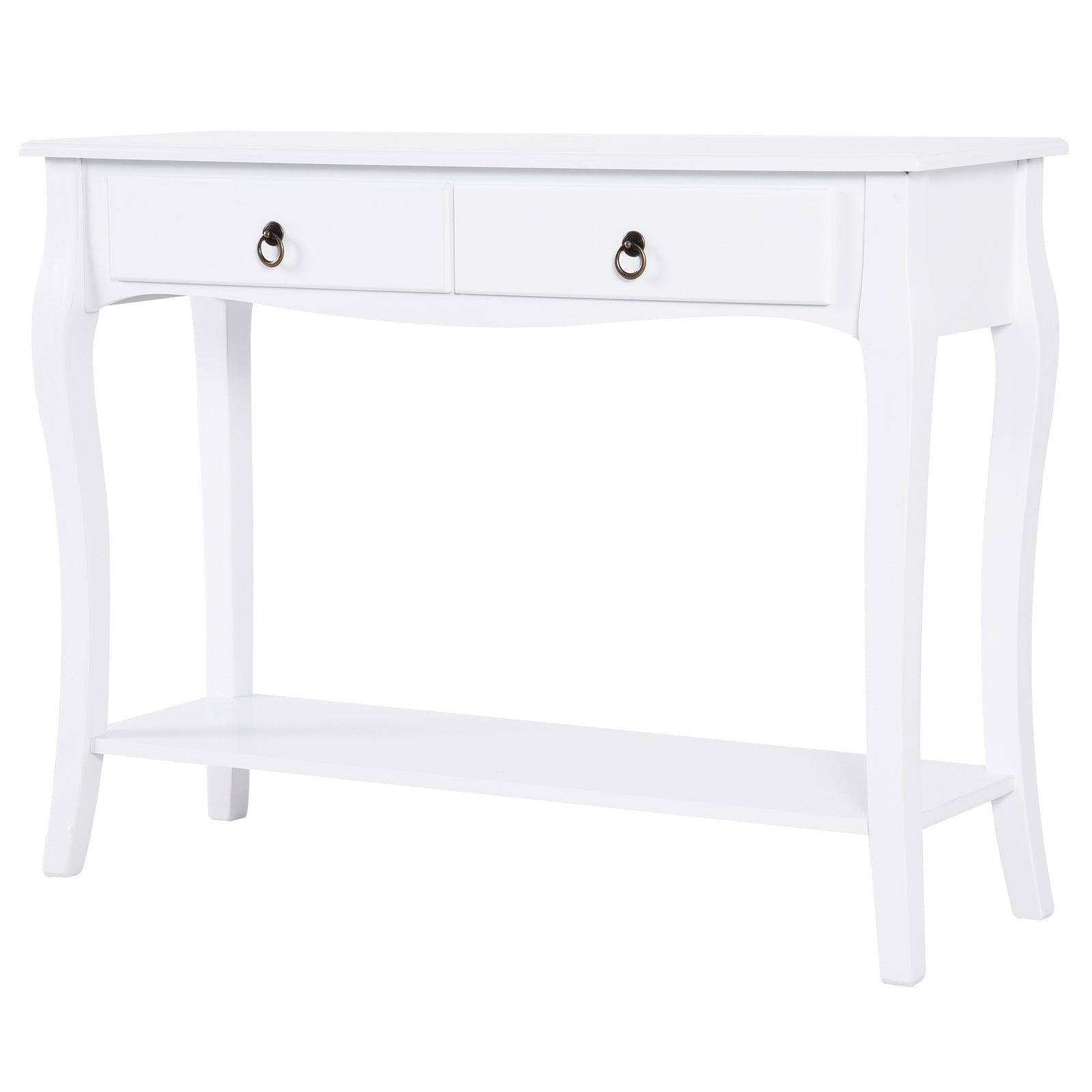 Homcom Cabinet Table Modern Entry Consolidation With 2 Casa Wooden Drawers 100 Ã— 33 Ã— 75cm White - Borgè