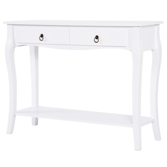 Homcom Cabinet Table Modern Entry Consolidation With 2 Casa Wooden Drawers 100 Ã— 33 Ã— 75cm White - Borgè