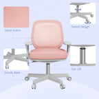 Ergonomic office chair and reclining at adjustable height with 5 wheels, 55x48x82.5-94.5 cm, pink - Borgè
