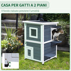 2-Story Waterproof Wooden Cat House, Outdoor Pet House with Opening Roof, 51x51x81.3cm - Borge' Group Limited