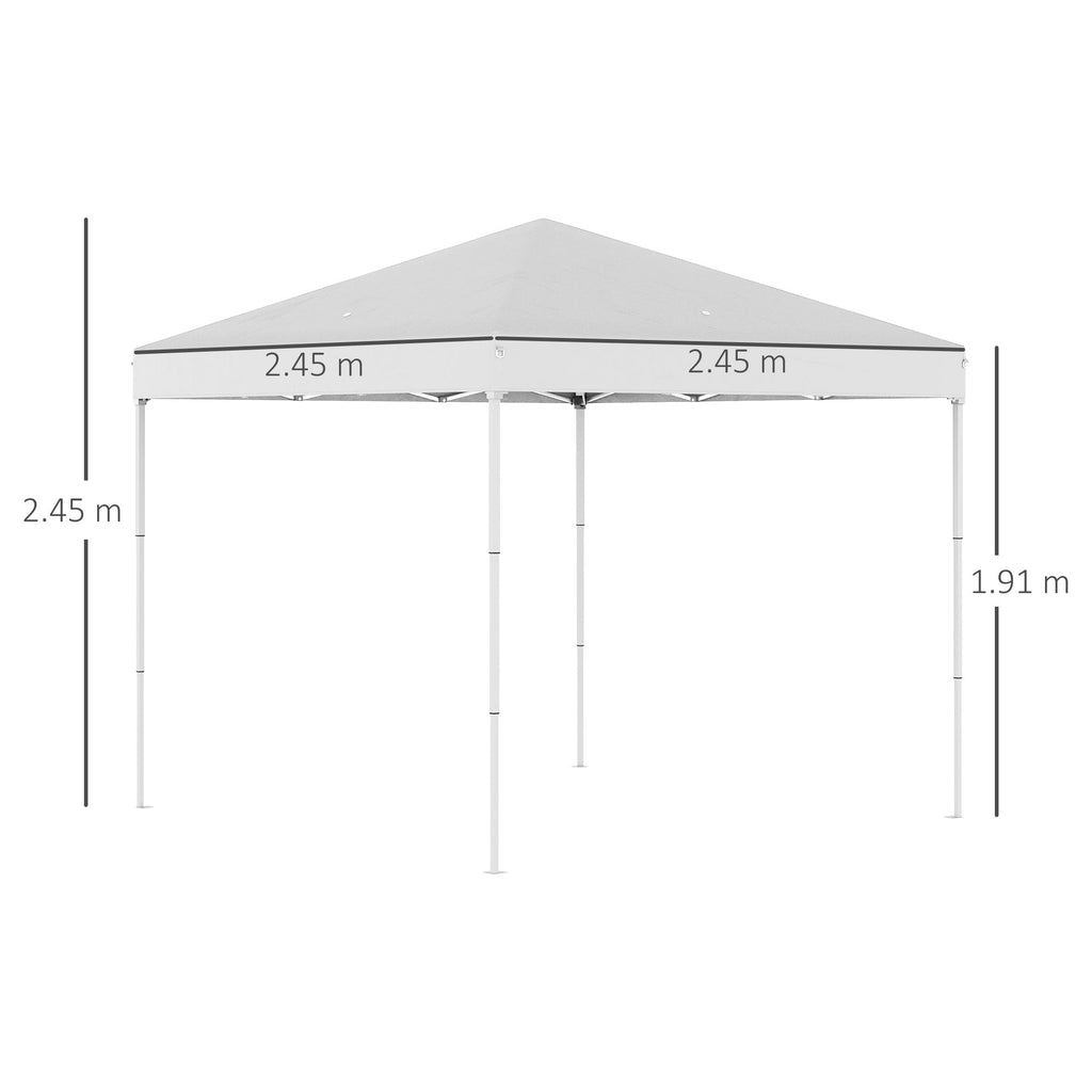 2.5 x 2.5 m Waterproof Folding Gazebo with Ropes and Pegs, Steel and Oxford Fabric, White - Borge' Group Limited