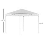 2.5 x 2.5 m Waterproof Folding Gazebo with Ropes and Pegs, Steel and Oxford Fabric, White - Borge' Group Limited
