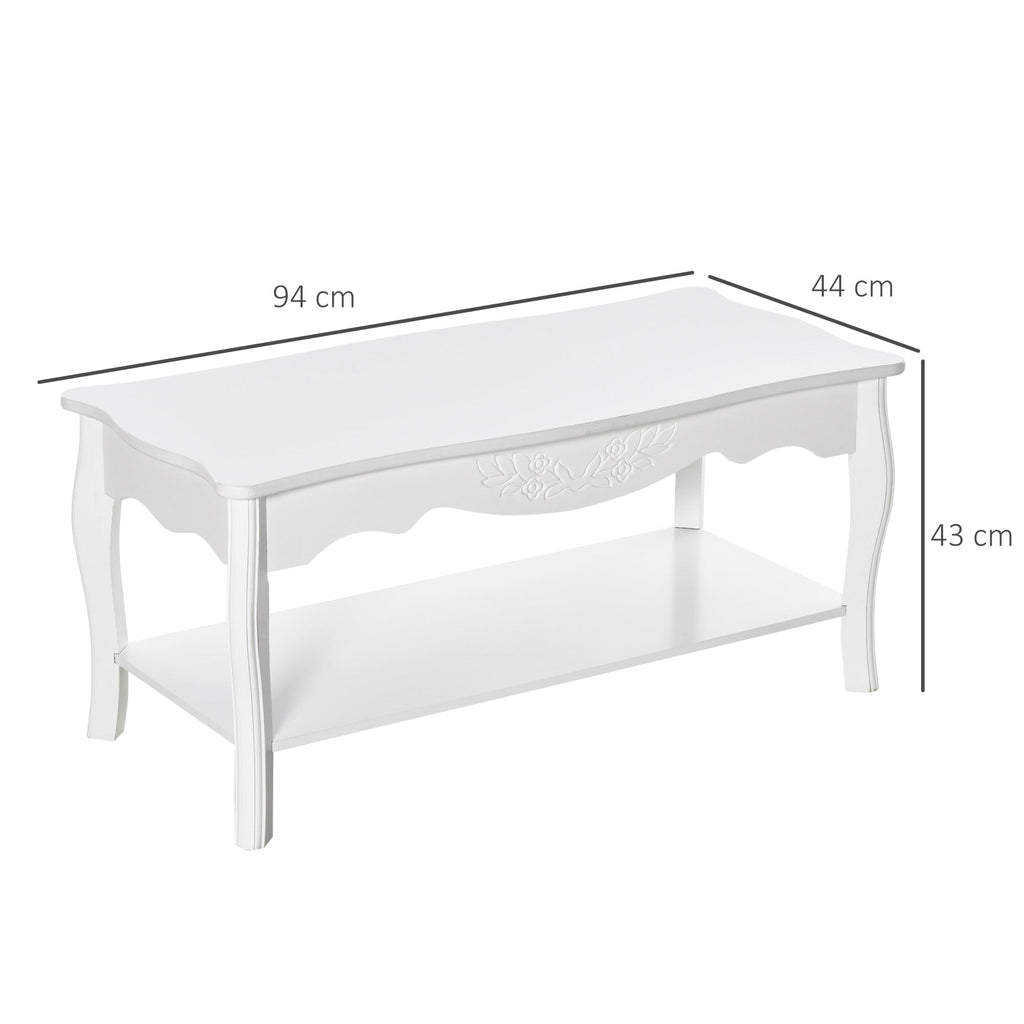 coffee coffee table in wood, white, 94x44x42cm - Borgè