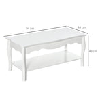 coffee coffee table in wood, white, 94x44x42cm - Borgè