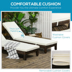 Set of 2 PE Rattan Sun Loungers with Cushion and Backrest 5 Reclining Positions, 196x60x22cm - Borge' Group Limited