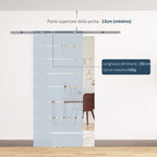 Internal sliding door in chopped and satin glass with B3 binary aluminum for bathroom Kitchen Studio Glass 205x 90x 0.8cm - Borgè