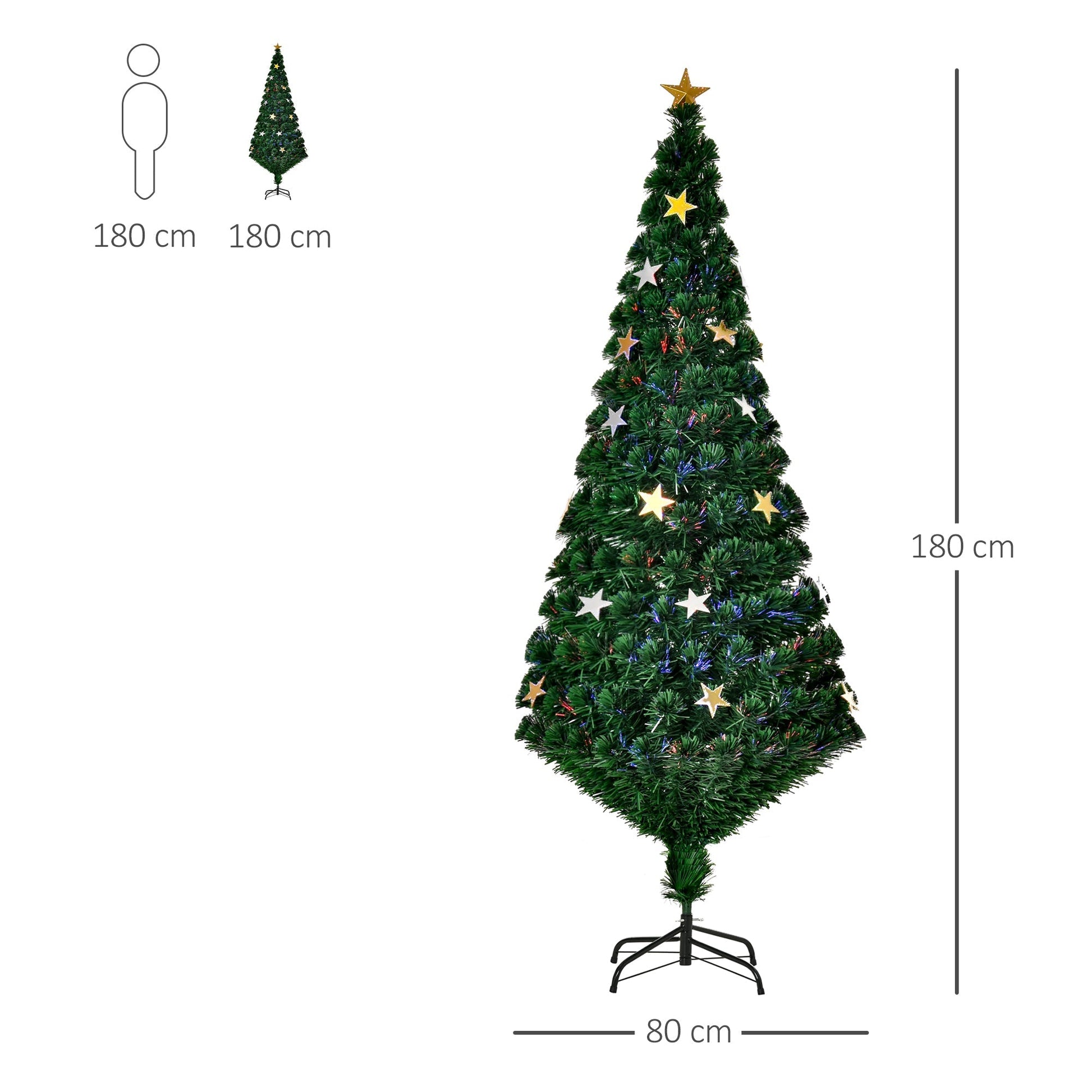 ABETE Christmas Tree with 27 Stars with LED | 180cm - Borgè