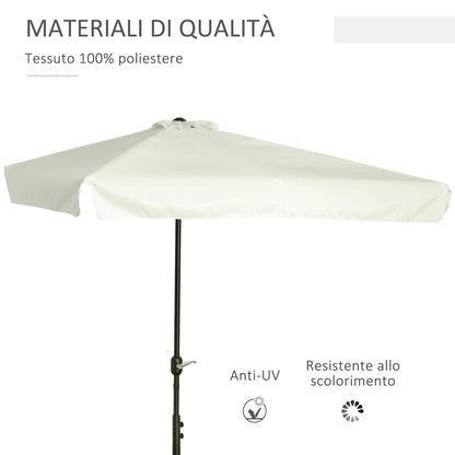 Outsunny semicircular umbrella from terrace and garden with crank, 230x130x249cm, cream - Borgè