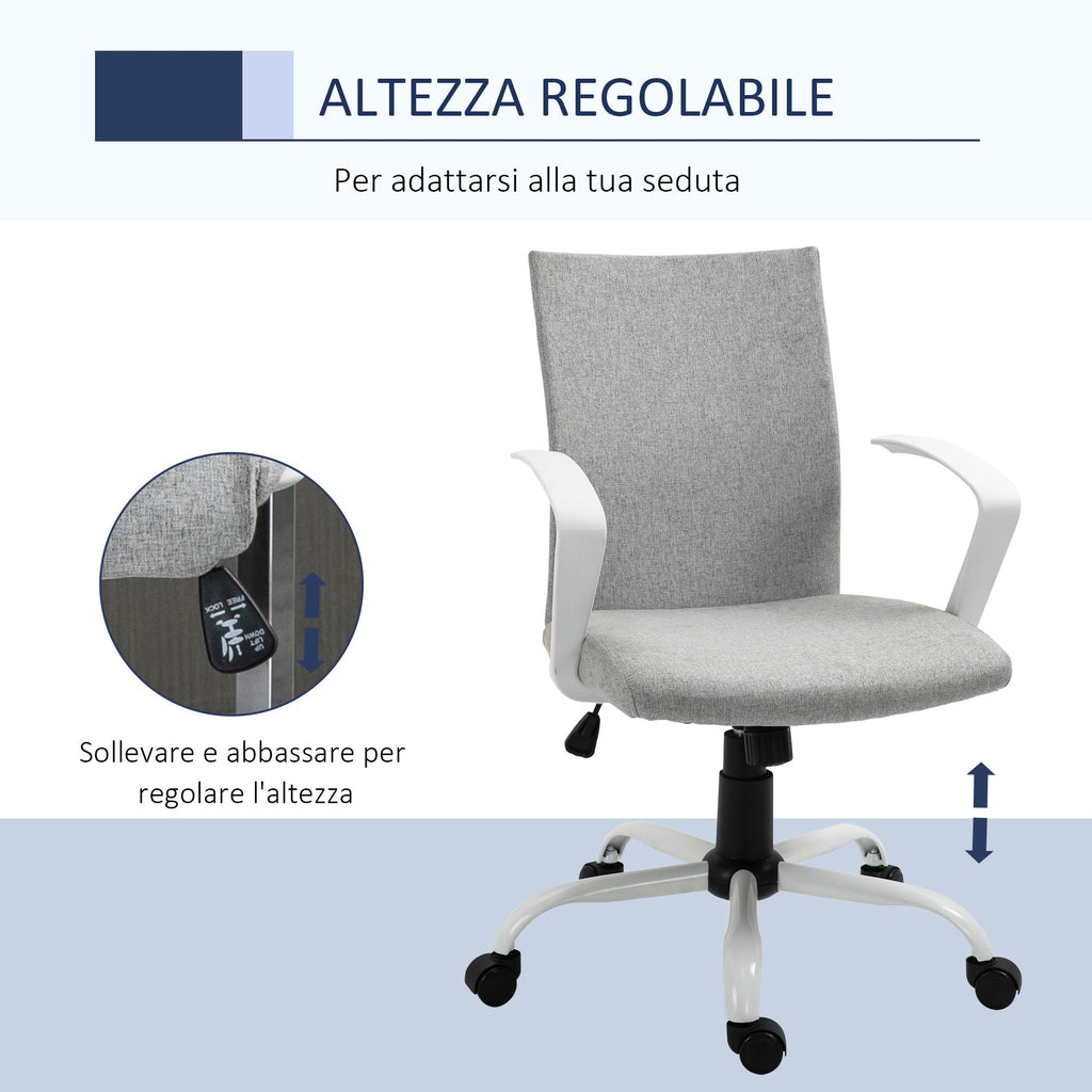 Ergonomic and swivel from office chair, adjustable height in Grey fabric, 61x61x89-99cm - Borgè