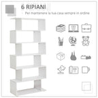Homdom Design Library Furniture Office Wooden shelves 80x24x191cm Opaco white - Borgè