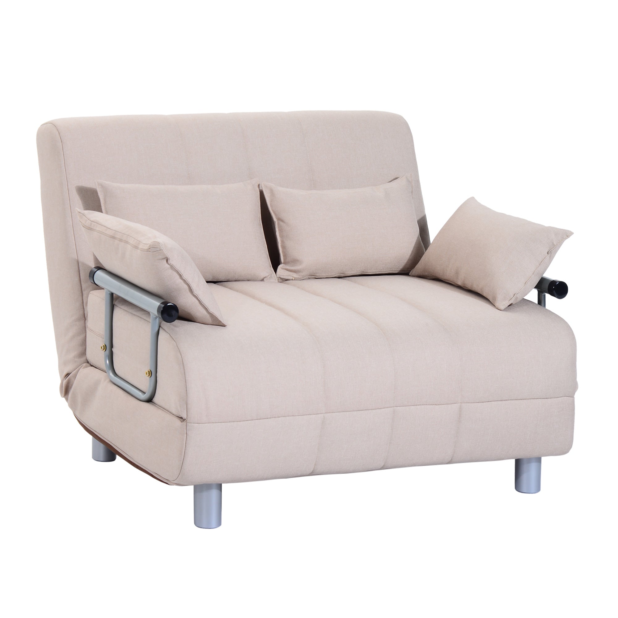 Homcom sofa bed 2 beds 1 square Â½ in steel and fabric with 4 cream cushions - Borgè