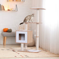 Wooden Cat Tree for cats with Scratch Pole 120cm | 71.5x49.5x120cm Wood, White - Borgè