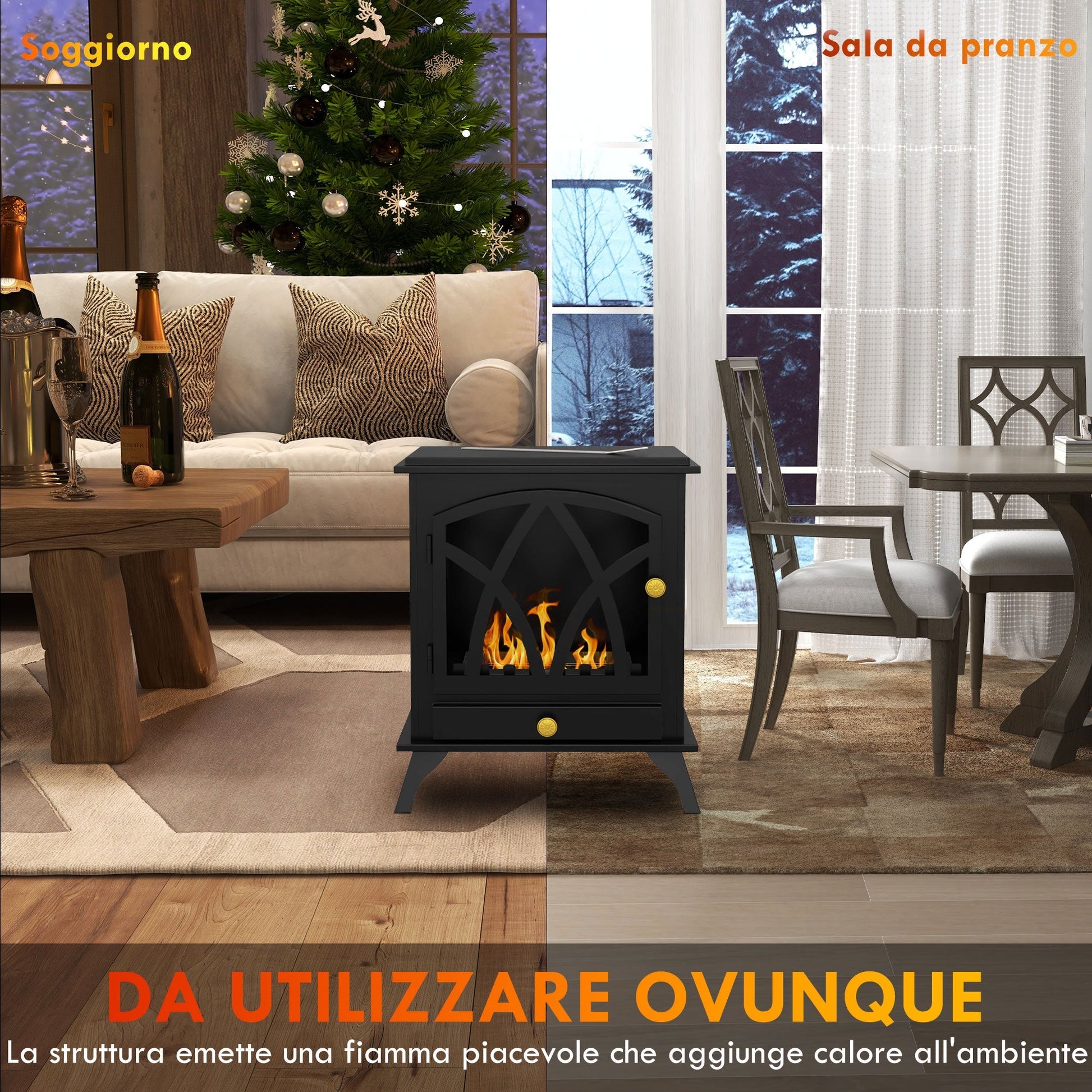 Homcom Bioethanol fireplace from the ground with 1.2L burner and 25ãŽ¡, 45x28x54cm, black - Borgè