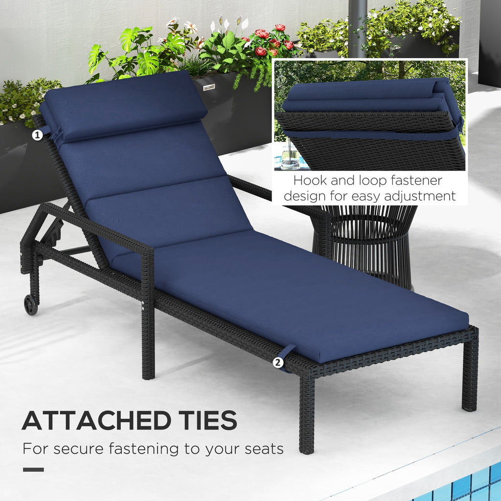 Outsunny cushion for deck chairs and sunbed bed with fixing laces, dark blue - Borgè