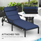 Outsunny cushion for deck chairs and sunbed bed with fixing laces, dark blue - Borgè