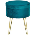 round stool with green velvet container and gold 36x36x45cm - Borgè