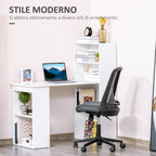 Desk Computer with Space Bookshop, Dining Table For Office and Study, 120x55x120 cm, White - Borgè