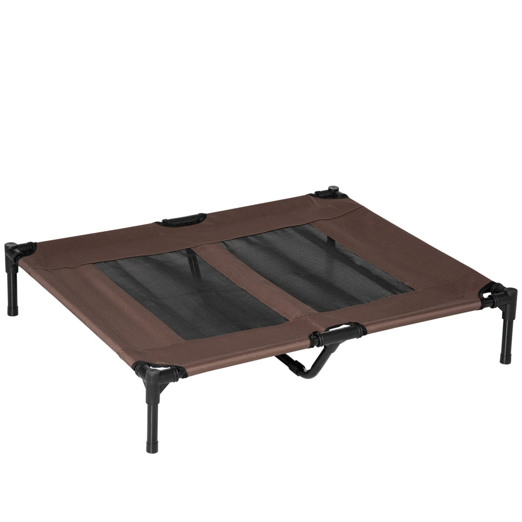 Dog Bed in Metal and Breathable Oxford Fabric, 92x76x18 cm Brown and Black - Borge' Group Limited