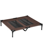 Dog Bed in Metal and Breathable Oxford Fabric, 92x76x18 cm Brown and Black - Borge' Group Limited