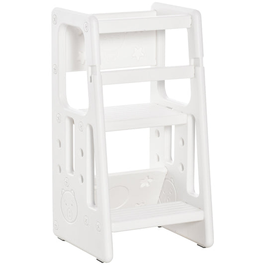 Scaletta for children Torre Montessoriana adjustable height 3 levels, odor HDPE, 47x47x90cm, white - Borgè